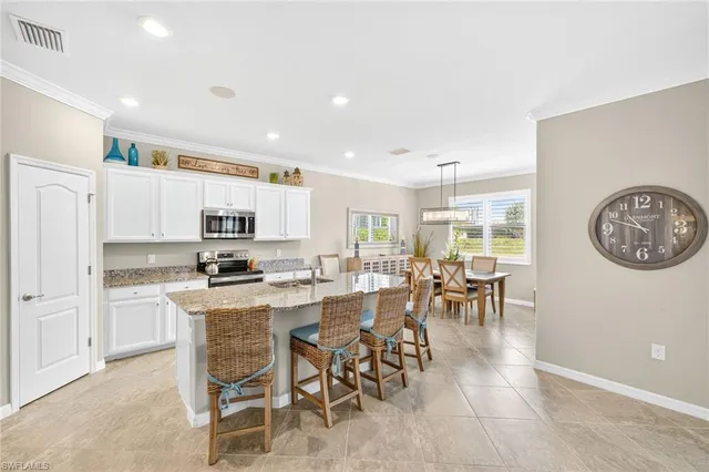a view of a dining area with furniture