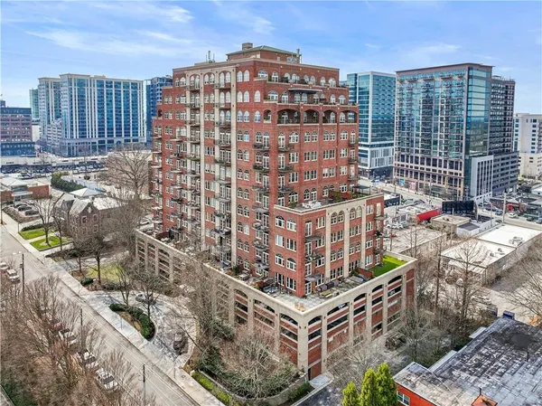 a front view of a multi story building