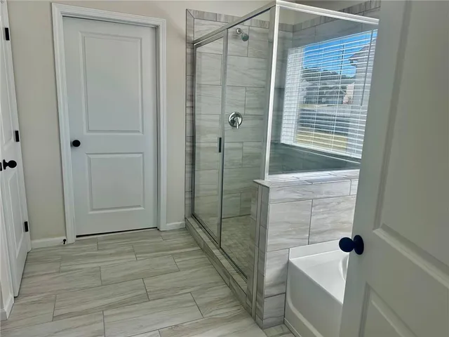 a bathroom with a shower