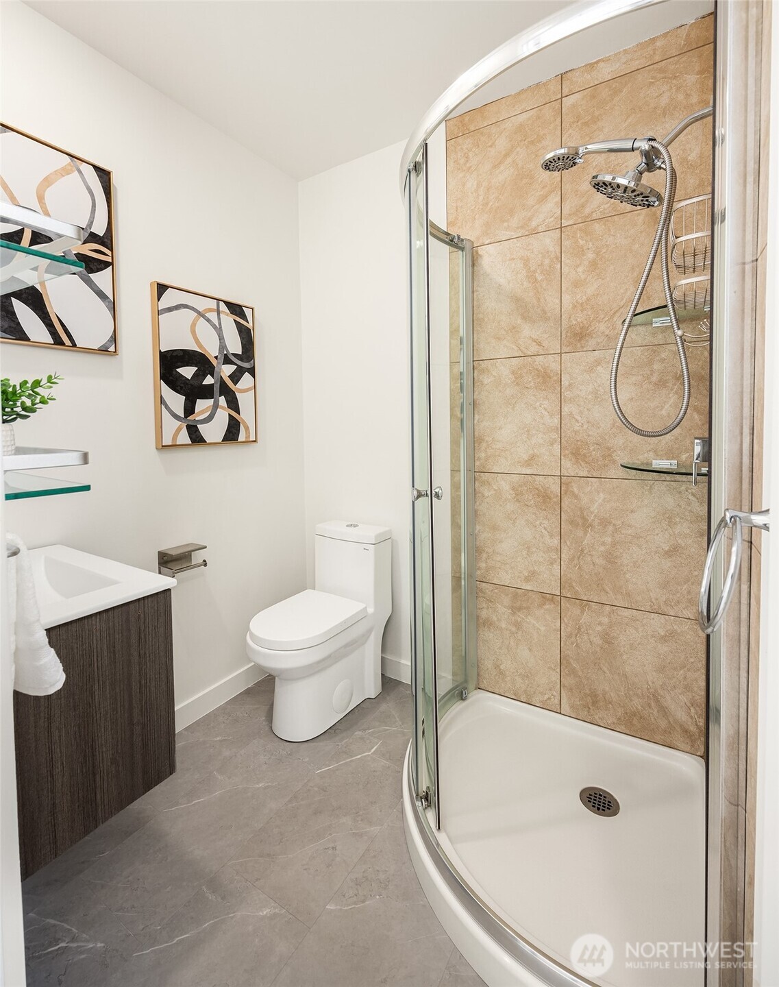 1402 North 95th Street Seattle, WA 98103 - Photo 19 of 31 a bathroom with a shower a toilet and a shower