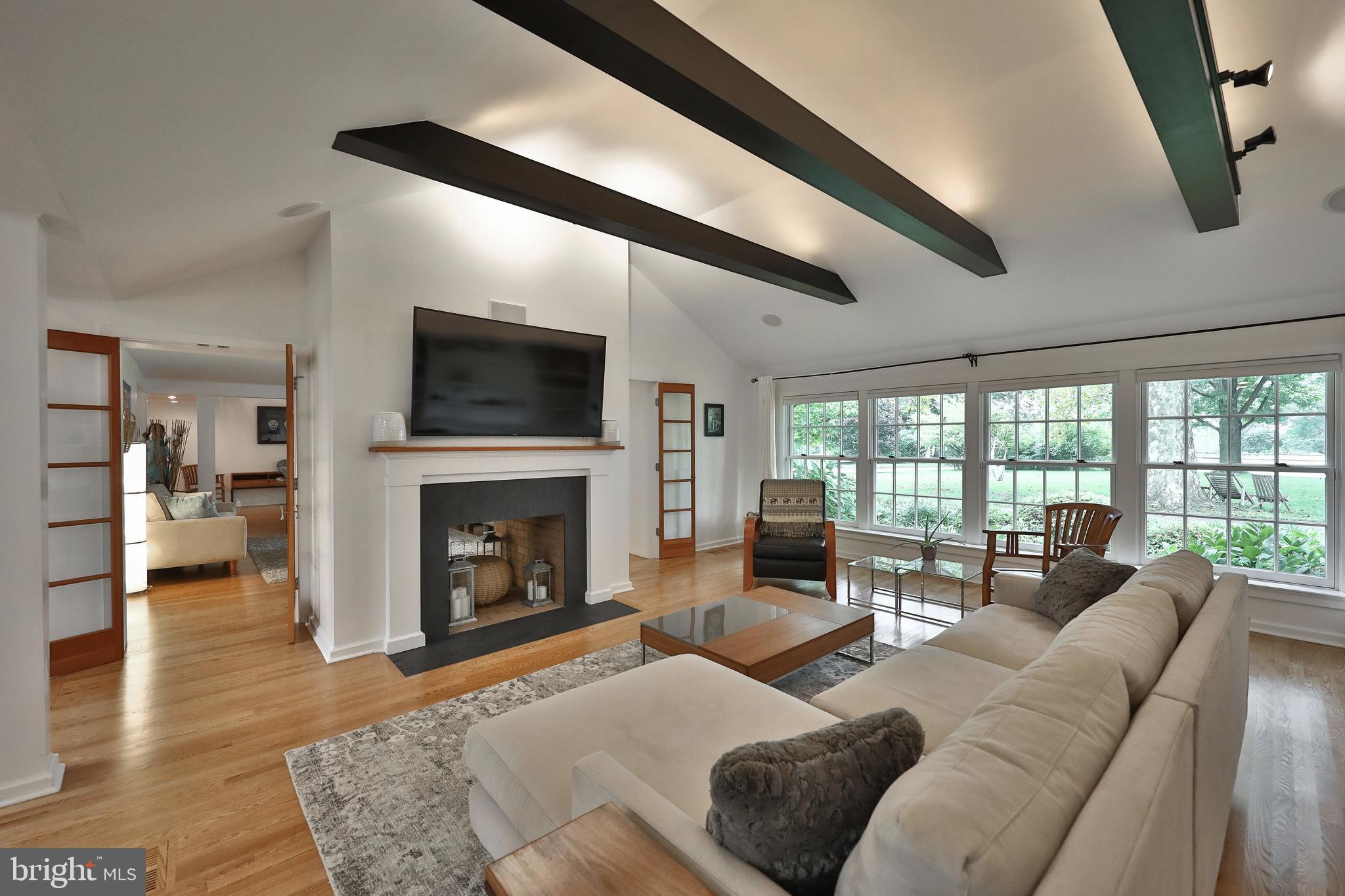 1528 Spring Mill Road Gladwyne, PA 19035 - Photo 10 of 48 Beamed Ceiling + Dual Sided Fireplace