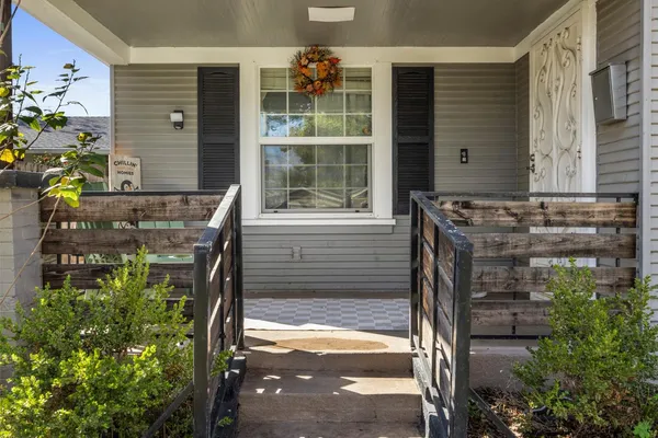 a view of an entrance of building