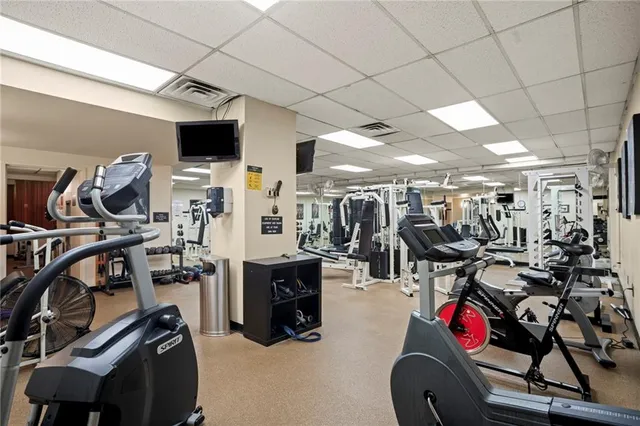 a view of a room with gym equipment