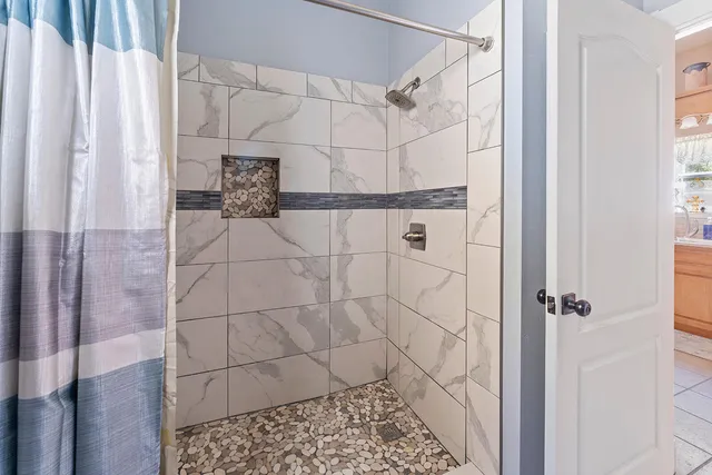 a bathroom with a shower