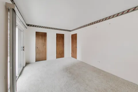 a view of a big room with closet and windows
