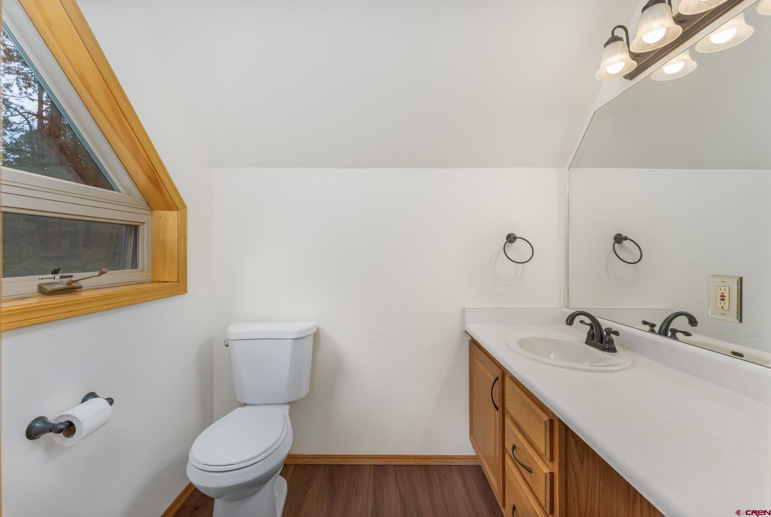 197 Buckhorn Road Bayfield, CO 81122 - Photo 23 of 34 a bathroom with a sink mirror vanity and toilet