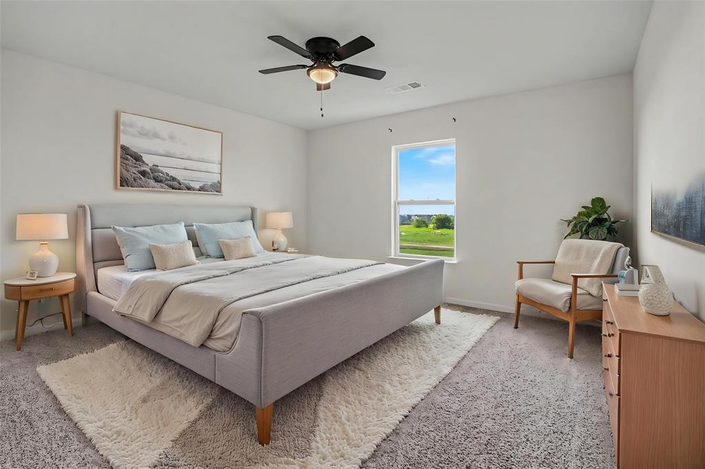 125 Sammy Venus, TX 76084 - Photo 29 of 39 Carpeted bedroom featuring white walls and a ceiling fan with integrated lighting