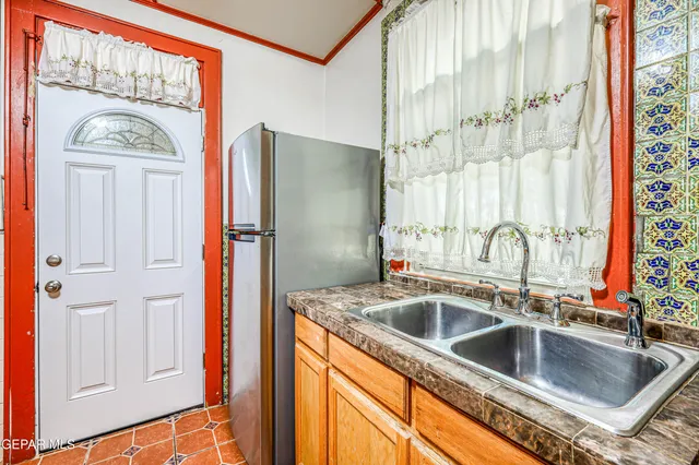 a view of a porch with a chandelier