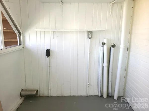 a view of a room with a shower