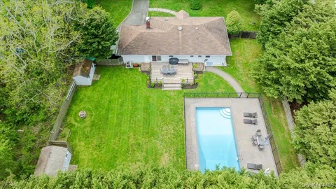 an aerial view of a house