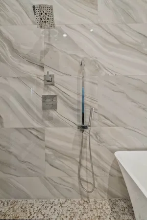 a bathroom with a shower