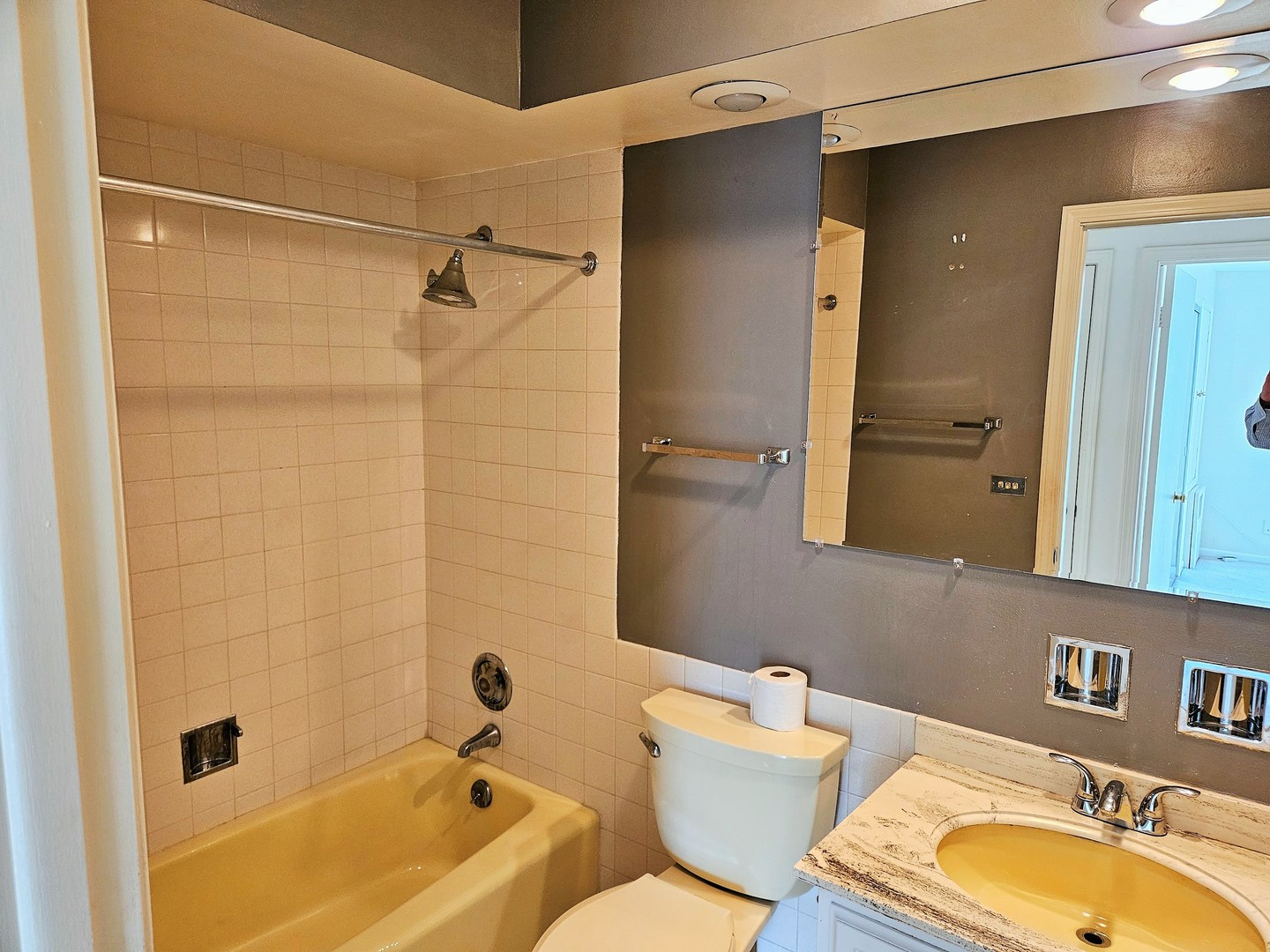 500 Thames Parkway, Unit 2K Park Ridge, IL 60068 - Photo 14 of 18 a bathroom with a granite countertop bathtub shower sink vanity and toilet