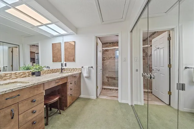 a bathroom with a shower and toilet