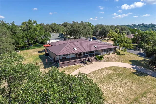 an aerial view of a house