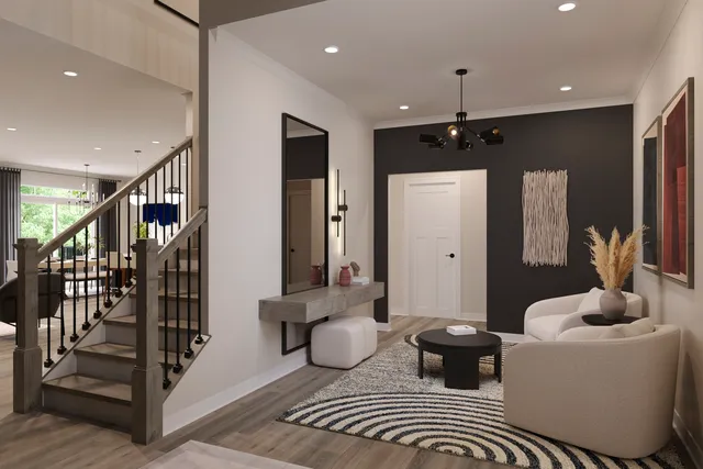 a living room with furniture