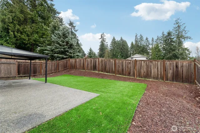 a view of a back yard with green space