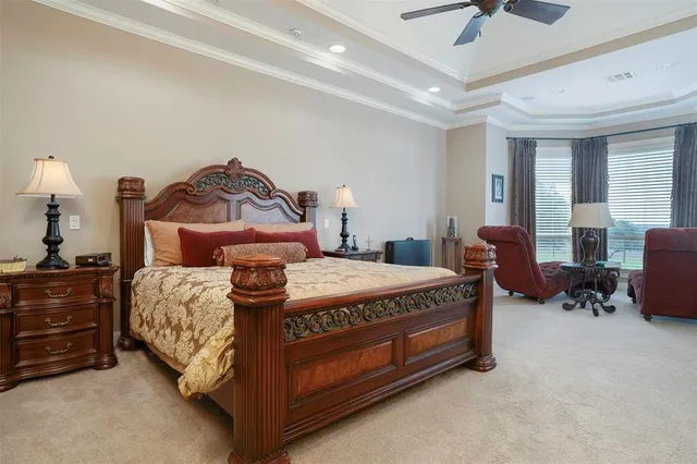 a bed room with a bed and furniture