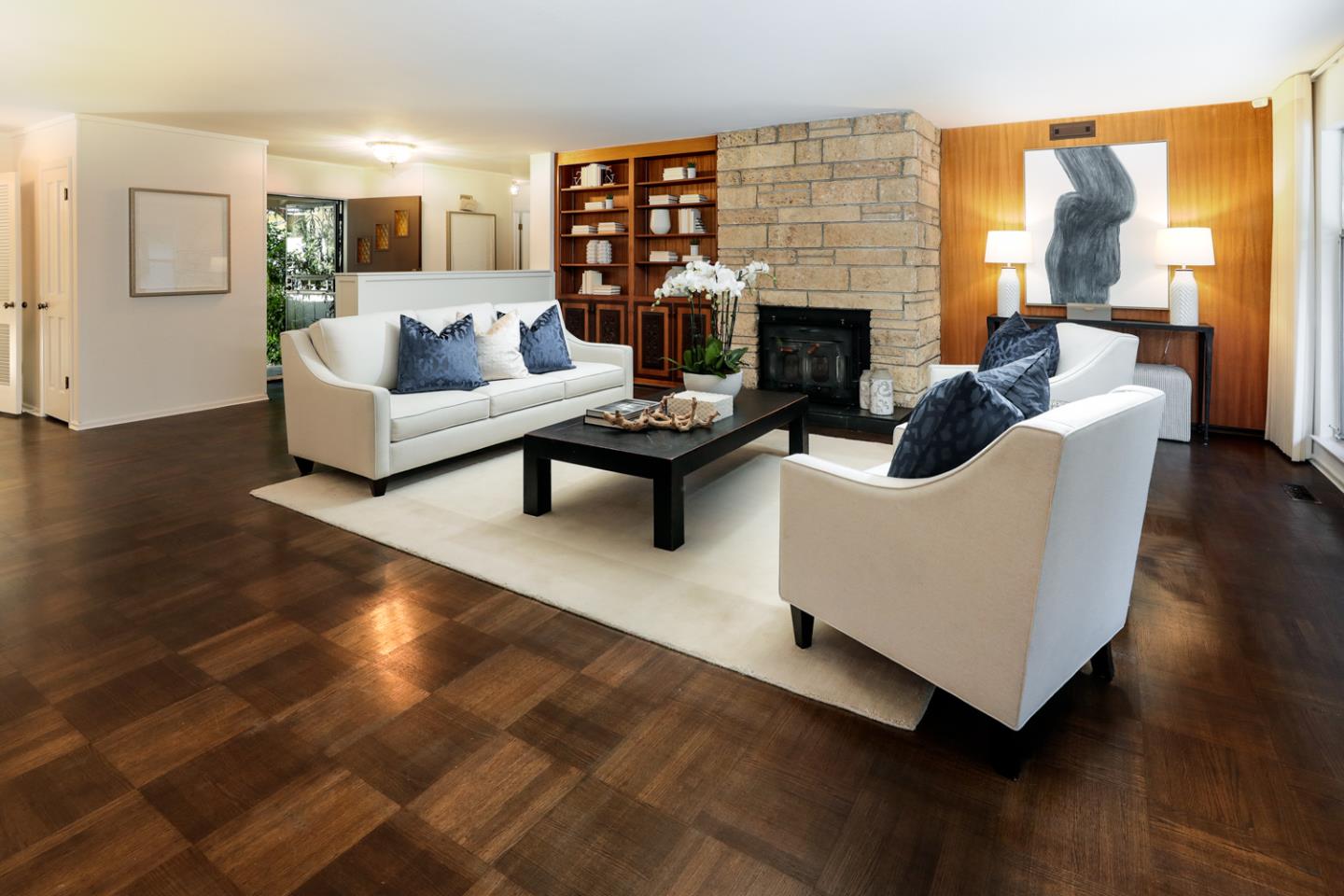51 Fair Oaks Lane Atherton, CA 94027 - Photo 4 of 22 a living room with furniture and a fireplace