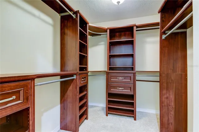 a view of walk in closet with empty racks