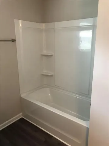 a bathroom with a bathtub