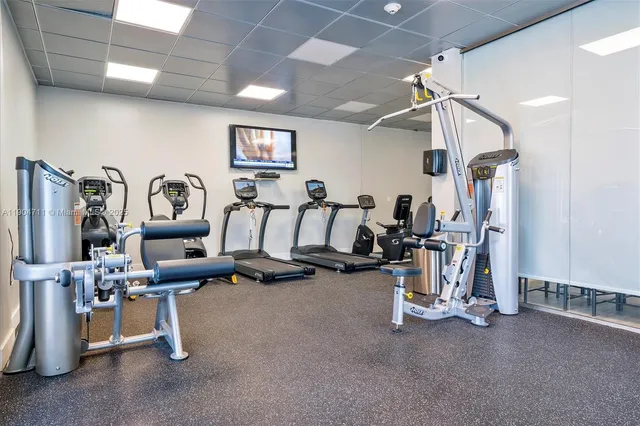 a view of a room with gym equipment