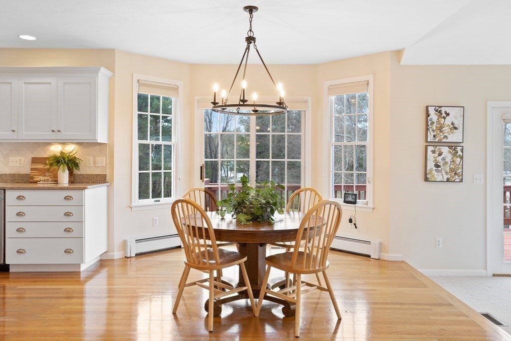 104 Nourse Road Bolton, MA 01740 - Photo 10 of 34 a dining room with furniture a chandelier and wooden floor