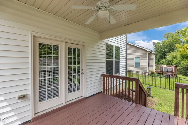 a view of deck with a flat screen tv and deck