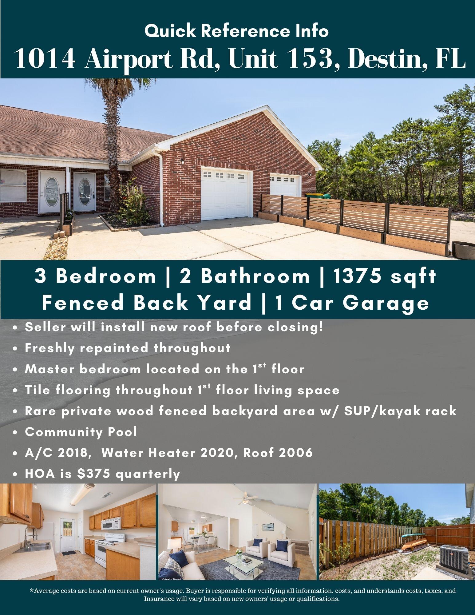 1014 Airport Road, Unit 153 Destin, FL 32541 - Photo 29 of 30 Quick Reference info - Quail Run 153