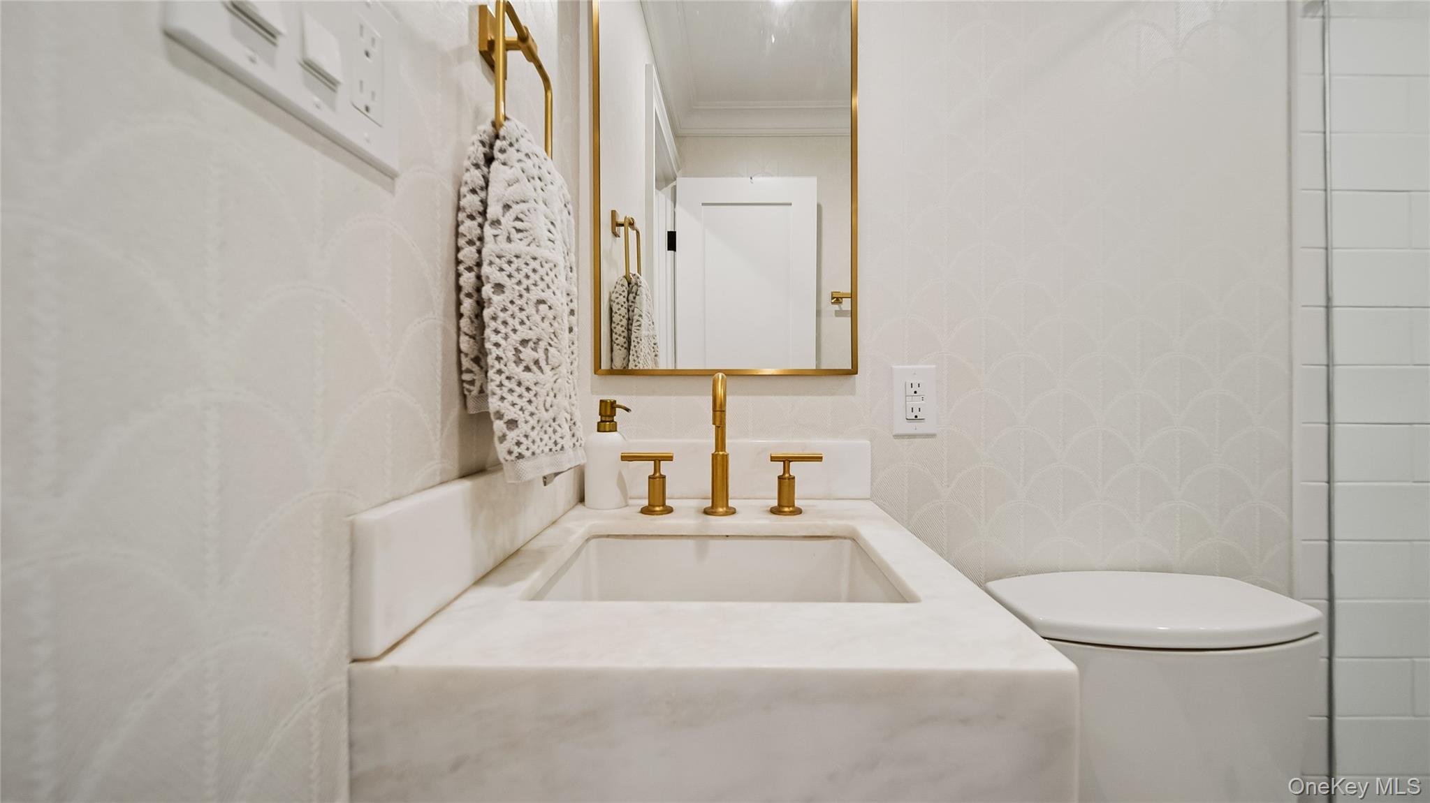 305 Nassau Avenue Manhasset, NY 11030 - Photo 16 of 27 a bathroom with a sink a toilet and mirror