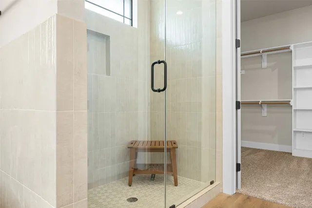 a bathroom with a shower