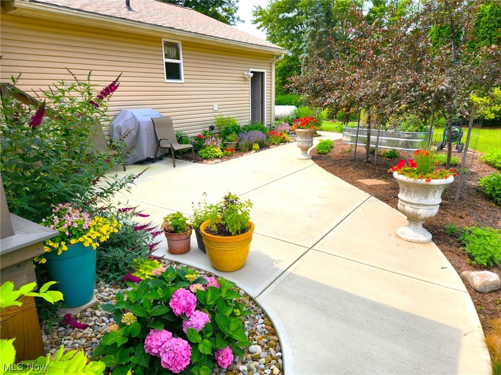View of patio with area for grilling - summer view