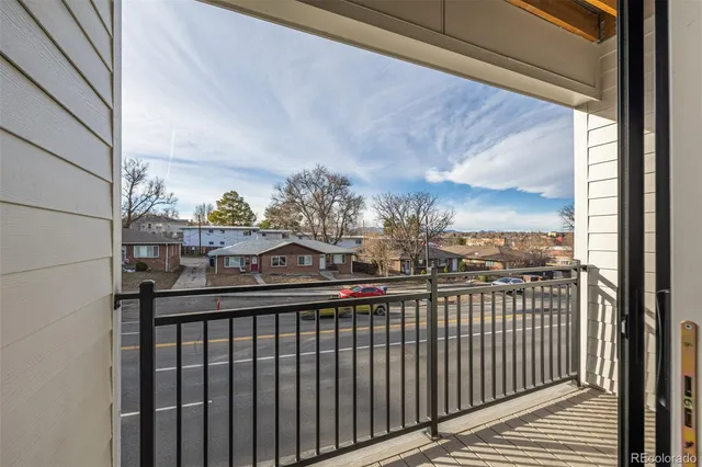 a city view from a balcony
