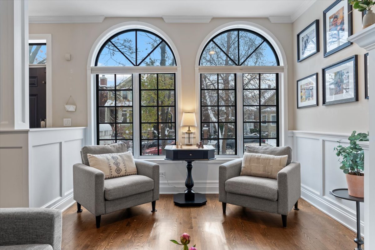 1920 West George Street Chicago, IL 60657 - Photo 6 of 36 a living room with fireplace furniture and a large window
