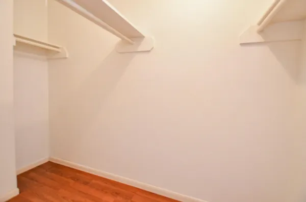 a view of small space with wooden floor