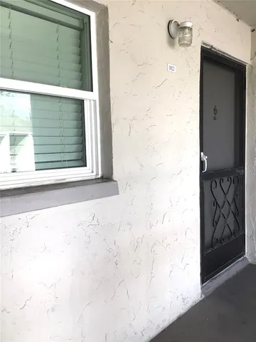 a view of wooden door