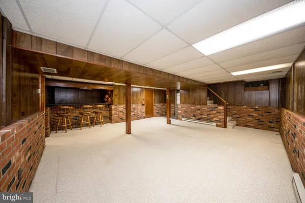 a room with wooden furniture