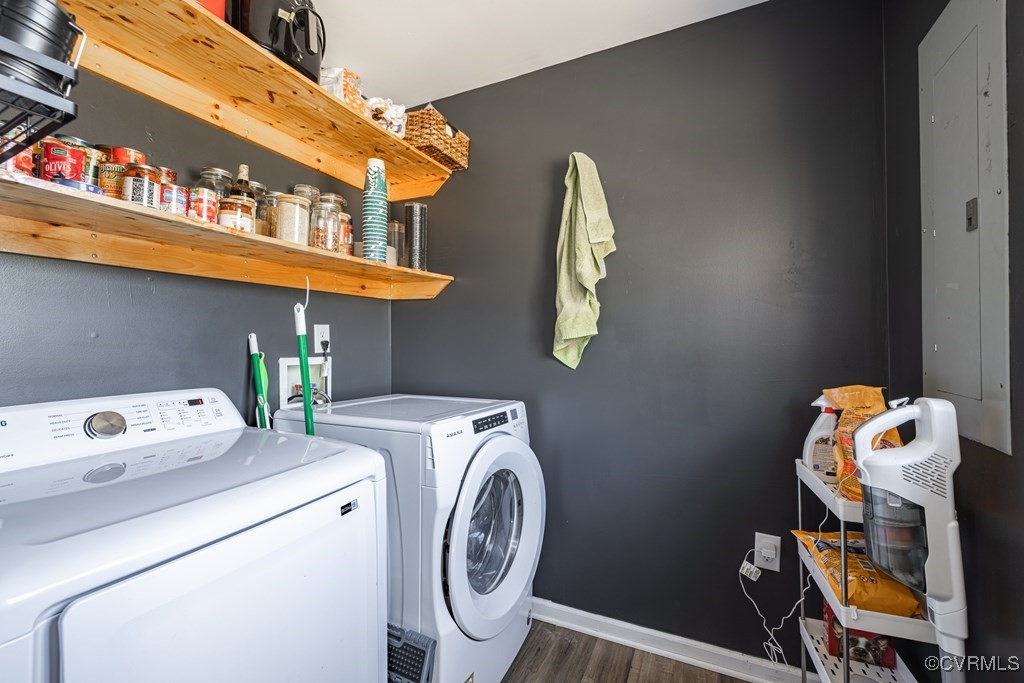 11272 Farmville Road Meherrin, VA 23954 - Photo 17 of 36 Washroom with wood finished floors, laundry area,