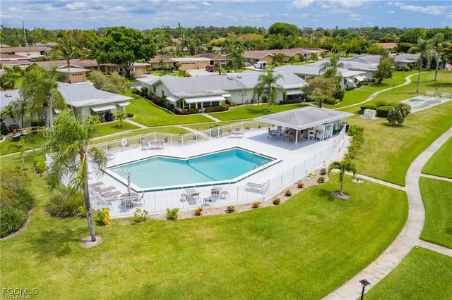 a view of a swimming pool and a mountain