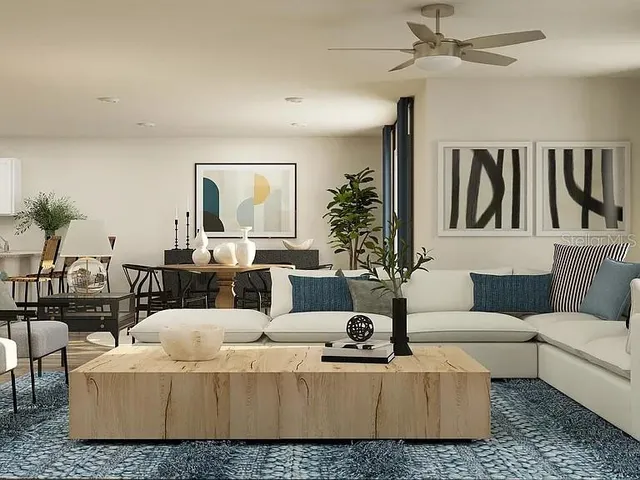 a living room with furniture