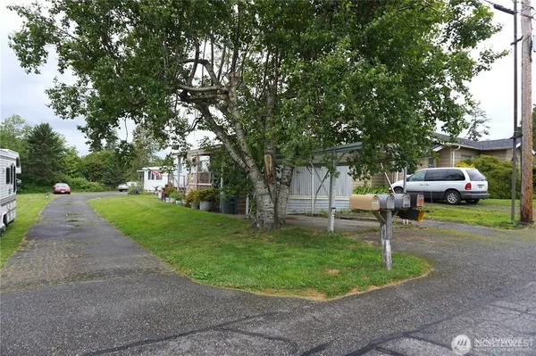 a garden view with a sitting space