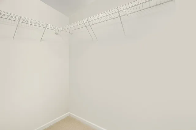 a view of a room with racks on the wall