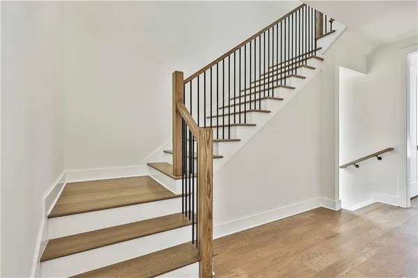 a view of entryway with wooden floor