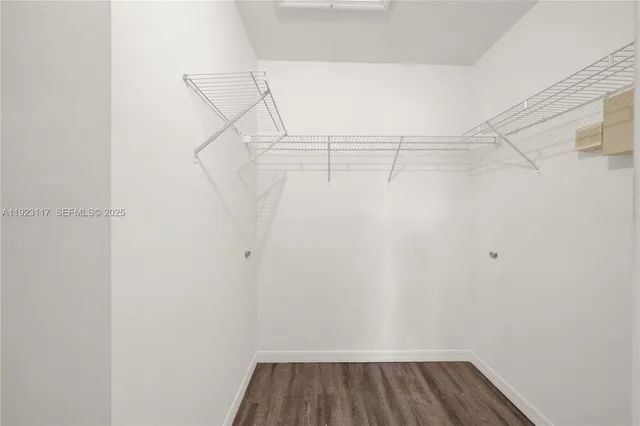 a view of a room with racks on the wall