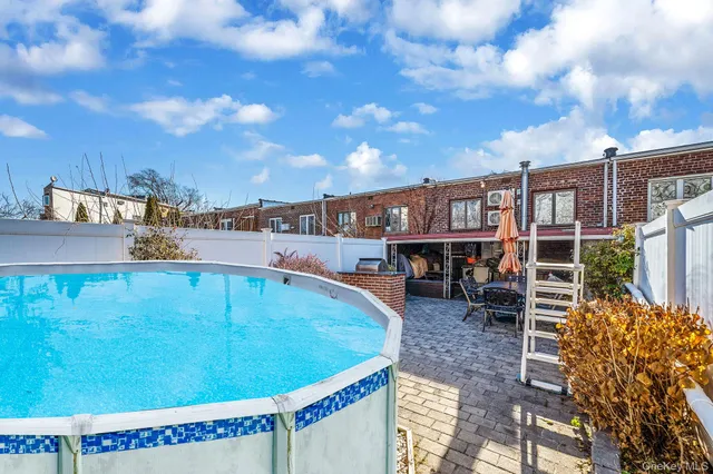 an outdoor space with seating