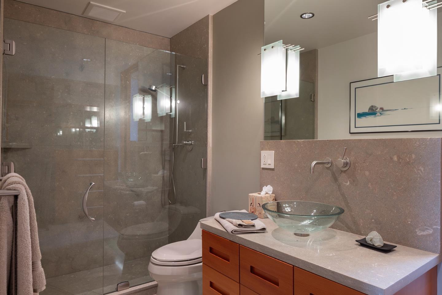 140 Boyd Way Carmel, CA 93923 - Photo 31 of 40 a bathroom with a sink a toilet and shower