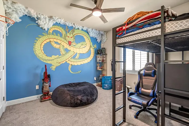 a room with musical instruments and air hockey table