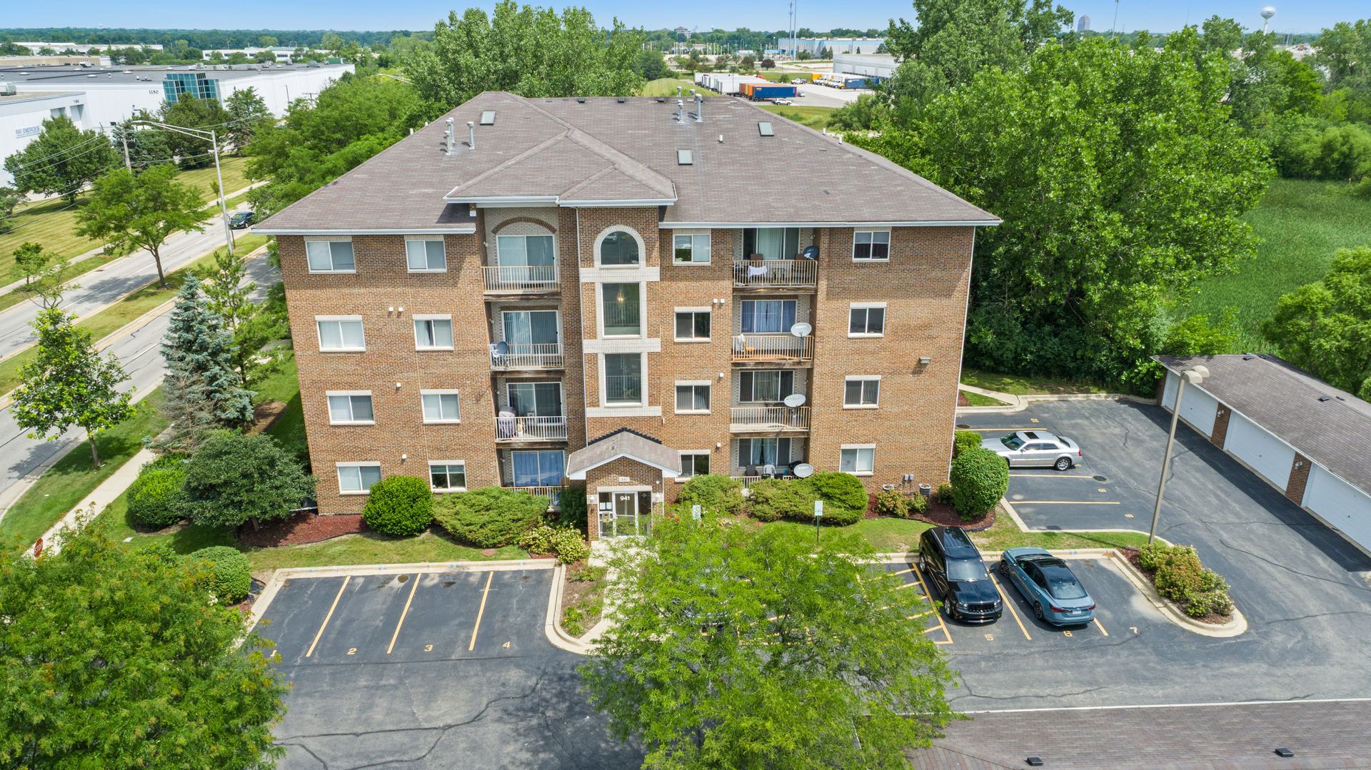 an aerial view of a house