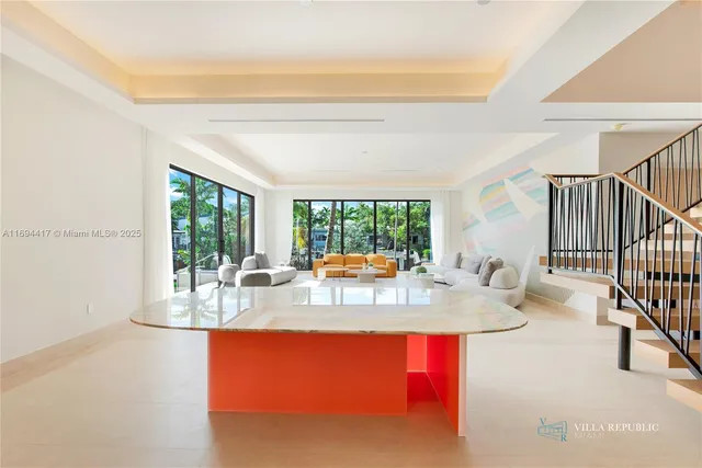 a view of kitchen with dining table and chairs
