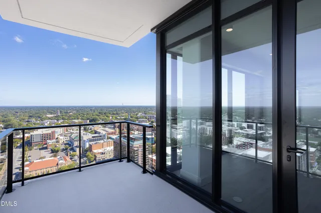 a view of swimming pool from a window