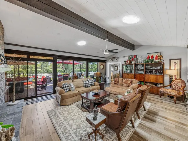 an aerial view of city and lake